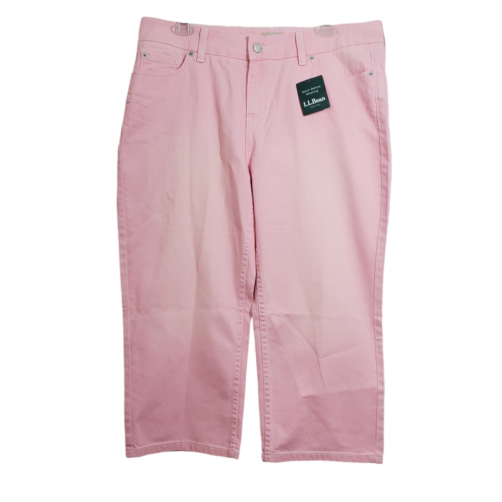 NWOT LL Bean Jeans Pink Crop Size 14 Spring Summer Casual Pastel Femine